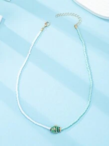 1 pieza Collar con colgante de pez de cerámica con cuentas de vidrio artesanales bohemios, forma y color aleatorios, naranja - Multicolor - Ver 15