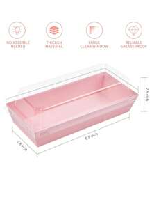 16/20/25/30/35pcs Rectangular Cake Box, Swiss Roll Plastic Container Sandwich Paper Box With Transparent Lid Muffin Cheese Pastry Dessert Box Sushi Fruit Display Food Storage Rack Cupcake Container Box (White/Brown/Pink), Valentine's Day Party, Home Decor, Home Gifts - Multicolor - View 4