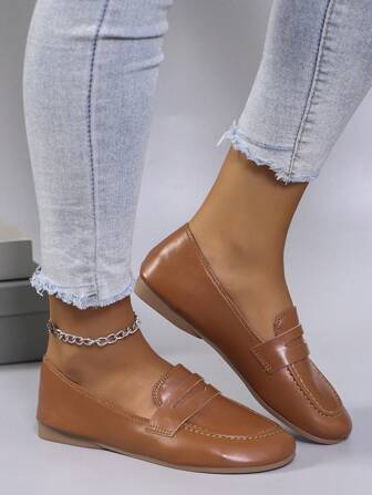 New Arrival Spring & Summer Women Casual Flats, Student's College Style, Fashion Lace-Up Soft Bottom Comfortable Slip-On Shoes, Available In White, Black, Brown, Anti-Slip, Retro Design