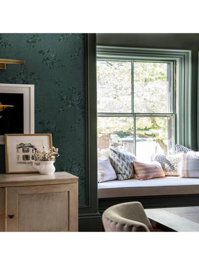 1Roll10M Zwart Wallpaper Peel Stick Bloemen Embossed Contact Paper 17.7inch 393.7/196.8/118.1/39.3inch Removable Textured Flower Self Adhesive Thicken Countertops Cabinets view 3