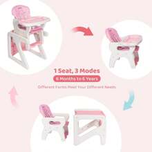 Sejoy Baby Chair, Baby Dining Chair, Three Seat Modes Of Baby Chair, Multifunctional Adjustable Backrest, Detachable Cushion And Meal Tray, Comfortable Seat, Five Point Seat Belt Design, Structurally Stable, Safer And More Reassuring, Easy To Disassemble And Clean, Baby Seat - Pink - View 2