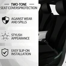 35-Piece Car Seat Cover Set With Steering Wheel Cover, Cup Holder Coasters, Shoulder Pads, And Accessories - Polyester Fabric Interior Decor Kit Without Filler - màu đen - Xem 7