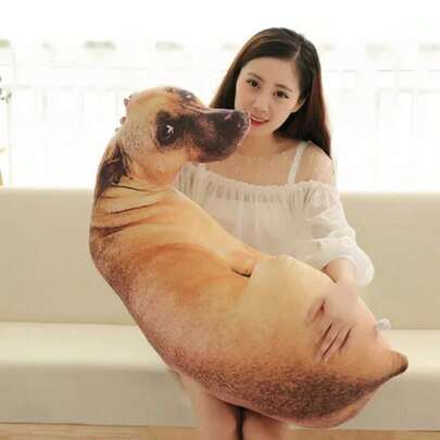 Almohada de simulación 3D, almohada con forma de perro, cojin  70 cm, divertida almohada, almohada de peluche para decoración de salón