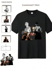 定制男友风男士宽松T恤 - 添加您自己的图片（家庭照片/自拍/宠物照片/朋友照片）来设计您的个性化印花T恤，运动时尚，潮男装，男友风基础款/街头风，送给男友、家人、朋友、孩子的理想礼物，适合生日、圣诞节、秋冬季、假期/节日、健身爱好者等场合。 - 黑色 - 查看 1