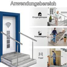 VA-Cerulean Stainless Steel Entrance Railing 80cm/100cm/120cm/150cm/180cm/200cm Stair Railing Handrail Railing For Indoor Outdoor Stairs Wall Handrail With 1 Post - Silver - View 7