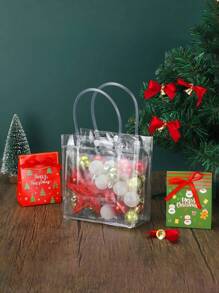 10/20pcs Clear Gift Bags With Handles, Waterproof Clear Gift Bags, Small Clear Goodie Bags, Clear Favor Bags, Fall Gift Wrap Tote Bags, For Wedding Birthday Party Favor, Halloween Christmas Party Supplies, 5.9" * 6.3" * 2.8" - Clear - View 8