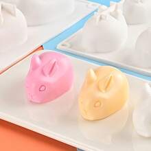 1 pieza Molde de silicona en forma de conejo de Pascua con 2/6 cavidades - Perfecto para hacer jabón, hornear pasteles y proyectos DIY - Blanco - Ver 10