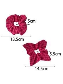 1 pieza de coletero de tela a cuadros de color rosa frambuesa hecho a mano, coletero de tela elegante, accesorios para el cabello premium, sujetador de cabello, accesorio para el cabello