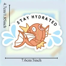 1 件，保持水润鱼 PVC 可移除贴纸 - 3 英寸防水、防晒、耐用，适用于笔记本电脑、水瓶、汽车、窗户、头盔等