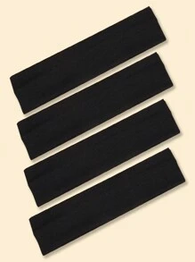 4pcs 2-Inch Wide Women Simplistic Yoga Sports Headbands, Non-Slip, Moisture Wicking Stretchy, Soft Fabric Material, Suitable For Yoga, Running, Gym And Other Sports & Leisure, Gym, Hairband Fall Winter Hair Band Hair Accessories For Women For Vacation Outfits Woman Elegant Scarf Women Bandana Soft Headwrap - Black - View 3