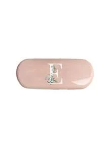 1pc Cream Solid Color Eyeglass Case, New Minimalist Design, Portable, Waterproof And Dustproof (Small, Plastic Material) Letter Eyeglass Hard Case - PU Leather A-Z Floral Print Eyeglass Case - Pink - View 22