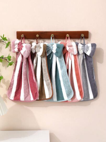 5 pezzi/confezione Asciugamano spesso in pile di corallo, asciugamano da bagno assorbente e ad asciugatura rapida per appendere, per decorazione di bagno, cucina e soggiorno