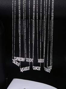 1 Pc Stainless Steel Fashion New Zodiac Letter Pendant Bracelet Jewelry NK Chain Twelve Constellations Birthday Gift For Women Girls And Men , Party ,Christmas Gift,New Year,Mother'S Day - Silver - View 5