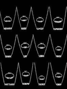 1 Pc Stainless Steel Fashion New Zodiac Letter Pendant Bracelet Jewelry NK Chain Twelve Constellations Birthday Gift For Women Girls And Men , Party ,Christmas Gift,New Year,Mother'S Day - Silver - View 2