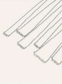 1 Pc Stainless Steel Fashion New Zodiac Letter Pendant Bracelet Jewelry NK Chain Twelve Constellations Birthday Gift For Women Girls And Men , Party ,Christmas Gift,New Year,Mother'S Day - Silver - View 6