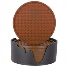 8 件/套硅胶饮料杯垫 - 带支架的防滑杯垫套装，8 件装 - 用于办公室或家庭桌面保护的杯垫 - 适用于室内外的牢不可破的桌面杯垫 - 彩色 - 查看 16