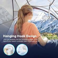 Tragbarer Ventilator, Mini-Ventilator, wiederaufladbarer tragbarer Ventilator, 3 Geschwindigkeiten, 5000-mAh-Akku, Digitalanzeige, Handventilator, geeignet für Frauen und Männer auf Reisen, im Freien, beim Camping - Weiss - Übersicht 9