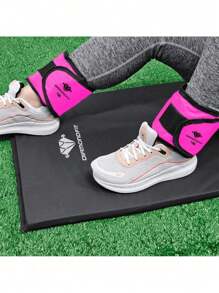 Kit Colchonete Dobrável D50 Academia Maleta + Par de Caneleira Musculação Fitness Tornozeleira Rosa - Multicolorido - Visão 5
