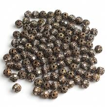 50 hạt đá pha lê 6/8mm mạ vàng hồng bạc đen kim loại dạng bi rời dùng làm đồ trang sức phụ kiện vòng tay DIY - Vòng khoan hình cầu - Xem 17