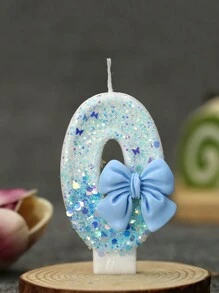 1pc Handmade Birthday Candle, Party & Celebration Supplies, Cake Decorative Candle, Blue Bowknot Creative Digital Candle For Birthday Cake, Back To School Valentine Day - Multicolor - View 19