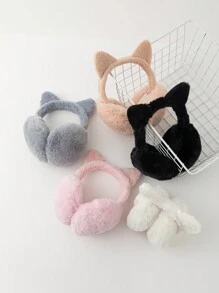 1 件可爱猫耳羊毛耳套，女士冬季配饰 - 彩色 - 查看 9