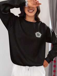 Round Neck Sweatshirt Classic Series Characters , Sam Winchester, Bobby Singer, Crowley And Castiel. - màu đen - Xem 2