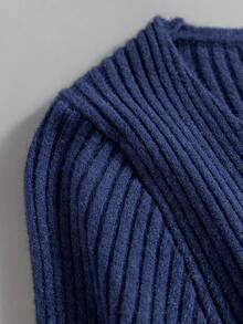 GIGOGOU Women's V-Neck Ribbed Basic Sweater, Fashionable Sexy Slim Fit Casual Top, Suitable For Spring And Autumn - Royal Blue - View 10
