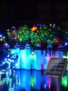 20/50/100/200LED Solar String Lights Outdoor Light Strings Waterproof With 8 Lighting Modes For Garden Patio Yard Fence Christmas Tree Decoration,Fairy Lights Ambience For Outside Tree,Courtyard,Wedding,Party,Lawn,Camping,Holiday Decor Garden Lights - Black - View 9