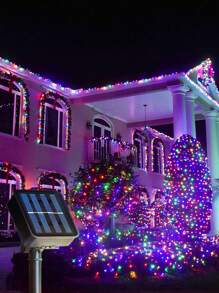 20/50/100/200LED Solar String Lights Outdoor Light Strings Waterproof With 8 Lighting Modes For Garden Patio Yard Fence Christmas Tree Decoration,Fairy Lights Ambience For Outside Tree,Courtyard,Wedding,Party,Lawn,Camping,Holiday Decor Garden Lights - Black - View 8