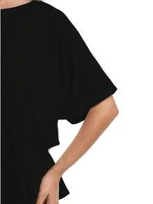Women Oversized T-Shirt Loose Fit Workout Tops Short Sleeve Gym Basic Tee Shirt - 黑色 - 查看 5