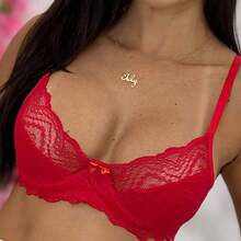 1 Cupless Lace Bra With Underwire Delicate Comfortable Bra - 紅色 - 查看 2