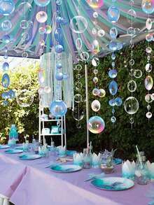 1 Vòng hoa bong bóng trong suốt và nhiều màu sắc trang trí tiệc bong bóng nổi treo ánh sáng trôi nổi bãi biển hồ bơi chủ đề đại dương sinh nhật cô dâu tiệc cưới trang trí nền tiệc (Không phải bong bóng 3D thực sự, mà mô phỏng bầu không khí thổi bong bóng thông qua hiệu ứng phản chiếu) - Nhiều màu - Xem 3