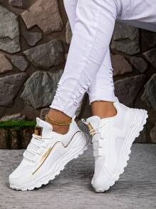 Women's New Breathable Versatile Simple White Lightweight Flat Sneakers, Non-Slip Soft Sole Casual Sports Shoes