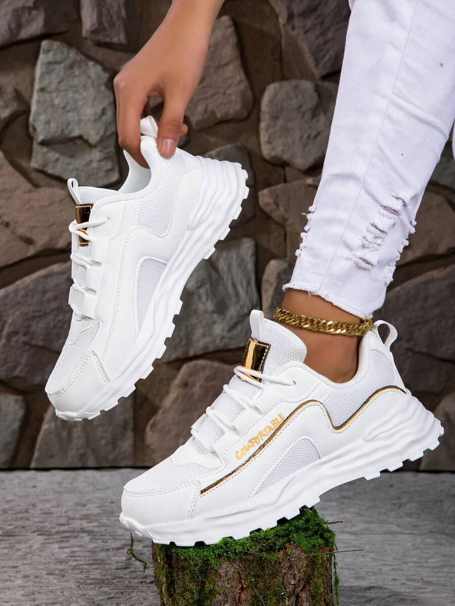 Women's New Breathable Versatile Simple White Lightweight Flat Sneakers, Non-Slip Soft Sole Casual Sports Shoes