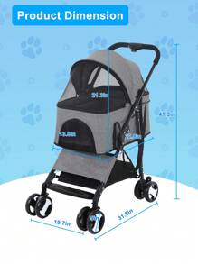 Dog Stroller Pet Cat Premium 3-In-1 Multifunction Jogger Stroller 4 Wheels For Medium Small Dogs Cats Detachable Carrier With Storage Basket Waterproof Lightweight Folding For Travel - 灰色 - 查看 3