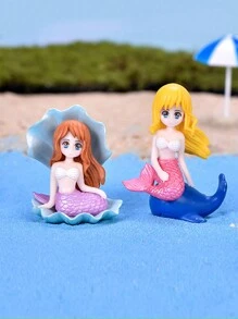 8/4pcs Cute Mermaid Family Aquarium Decor Accessories, PVC Plastic Mermaid  Figurines For Fish Tank Landscaping - Multicolor - View 4