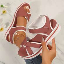 Women's High Heel Sandals - Casual Summer Outdoor Wedges With Adjustable Platform For Comfortable Travel & Leisure - 粉色 - 查看 3