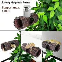 REPTI ZOO REPTIZOO Magnetic Reptile Hide Cave Resin Hollow Tree Trunk Hideout, Gecko Hide With Strong Magnetic Reptile Climbing Toy Reptile Tank Accessories For Crested Gecko,Lizard, Terrarium Decor - Brown - View 5