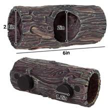 REPTI ZOO REPTIZOO Magnetic Reptile Hide Cave Resin Hollow Tree Trunk Hideout, Gecko Hide With Strong Magnetic Reptile Climbing Toy Reptile Tank Accessories For Crested Gecko,Lizard, Terrarium Decor - Brown - View 4