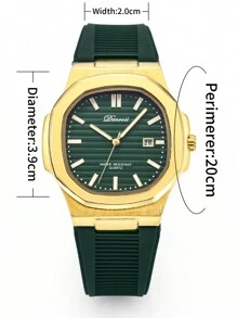 1 件 DENVOSI 男士硅胶表带石英表带夜光条纹、日期显示、防水、时尚商务风格装饰