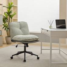 Oversize Seat Cirss Cross Chair With Wheels, Elegant Design Computer Chair, Adjustable Height 360° Rolling Swivel Home Office Chair For Small Space, Dressing Room, Living Room - 灰色 - 查看 1