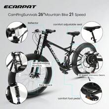 Bicicleta de montaña Mongoose Malus con neumáticos anchos - Ruedas de 26 pulgadas, transmisión de 7 velocidades, cuadro de acero, frenos de disco para hombres y mujeres - Negro - Ver 7