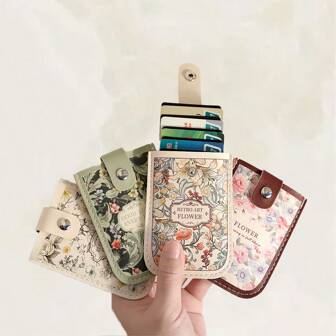 滑出式大容量身份证夹，创意多槽防消磁小巧超薄卡盒，适用于秋季家居装饰，适用于旅行收纳袋、化妆包、化妆包、度假收纳袋、大容量化妆品收纳盒化妆盒，适用于口红、刷子、护肤品、手机、硬币、小物品，适用于家庭、礼物、度假和节日万圣节圣诞节多功能用途，波西米亚风