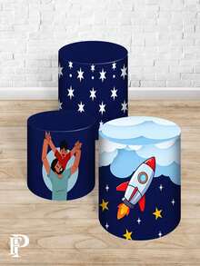 Kit Decorative Covers Rectangular Panel + Trio Sublimated Cylinder Covers Party And Birthday Decoration Various Themes Father's Day Dad Family Celebration - Hình chữ nhật+3cilin 413 - Xem 3