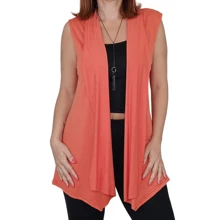 Women's Maxi Viscolycra Stretched Vest Elegant Tailoring Third Piece - 亮橙色 - 查看 6