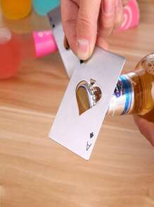 1 件扑克牌形开瓶器，不锈钢多用途酒吧工具，适用于家庭、黑桃 A 设计，适用于户外、露营