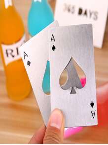 1 件扑克牌形开瓶器，不锈钢多用途酒吧工具，适用于家庭、黑桃 A 设计，适用于户外、露营