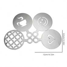 4pcs Reusable Stainless Steel Coffee Decorative Stencils, Latte Art Template For Cappuccino, Cafe, Cake, Tiramisu Back To School - Silver - View 2