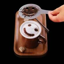4pcs Reusable Stainless Steel Coffee Decorative Stencils, Latte Art Template For Cappuccino, Cafe, Cake, Tiramisu Back To School - Silver - View 6