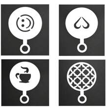 4pcs Reusable Stainless Steel Coffee Decorative Stencils, Latte Art Template For Cappuccino, Cafe, Cake, Tiramisu Back To School - Silver - View 7
